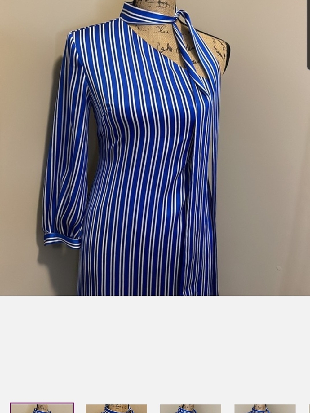 Banana Republic Blue and White Striped One-Shoulder Midi Skirt